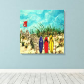 Surfboard Art Beach Oil Malerei Leinwanddruck (Insitu (Holzboden))