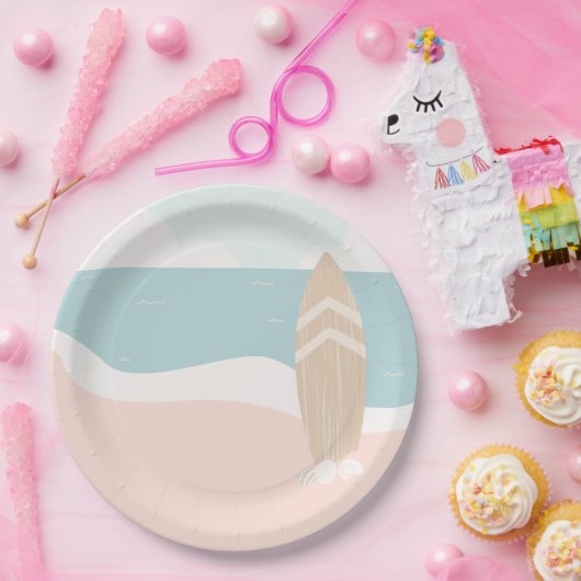 Surfboard Beach Baby Dusche Pappteller (Party)