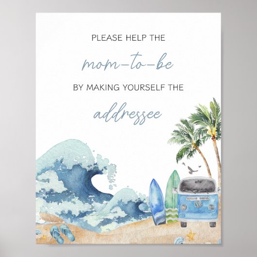 Surfboard Beach Baby Duschkabine Poster (Vorne)