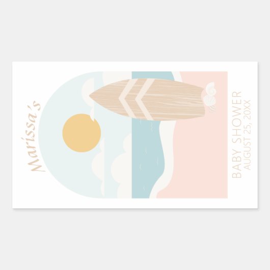 Surfboard Beach Baby Showdusche Rectangle Stickers (Vorderseite)