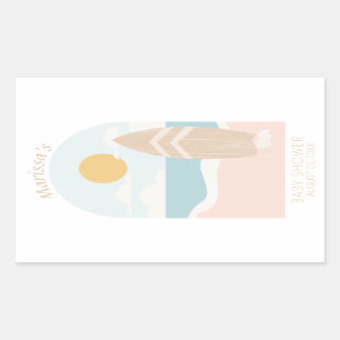 Surfboard Beach Baby Showdusche Rectangle Stickers
