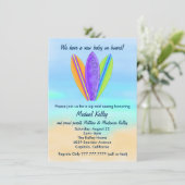 Surfboard Beach Baby Sip and See Dusche Party Einladung (Stehend Vorderseite)