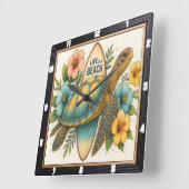 Surfboard Beach Life Quadratische Wanduhr (Winkel)