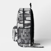 Surfboard Beach Schwarz-weiß Surfer Bedruckter Rucksack (Rechts)