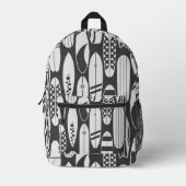 Surfboard Beach Schwarz-weiß Surfer Bedruckter Rucksack (Vorderseite)