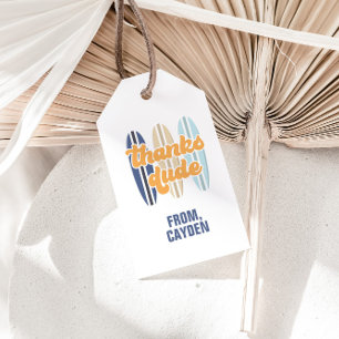 Surfboard dankt Typ Beach Geburtstag Vorliebe Tags Geschenkanhänger