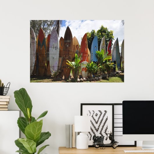 Surfboard Fence Maui, HI Poster (Heimbüro)