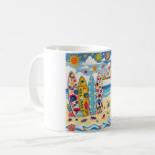 Surfboard Folk Art Mug Kaffeetasse (Vorderseite Links)