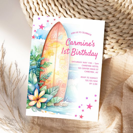 Surfboard Geburtstag Einladung 1. Geburtstag Party