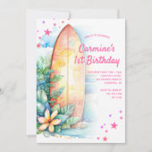 Surfboard Geburtstag Einladung 1. Geburtstag Party (Vorderseite)