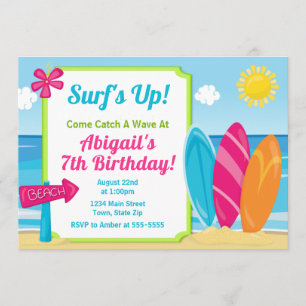 Surfboard-Geburtstagseinladung Surfgirl Strand Einladung