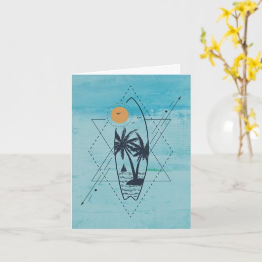 Surfboard greeting card karte (Gelbe Blume)