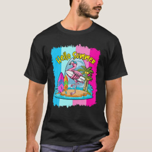 Surfboard Hallo Sommer Flamingo Funny Beach Sommer T-Shirt