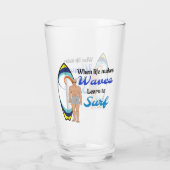 Surfboard Ocean Waves Blue Motivierend Zitat Glas (Rückseite)