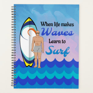 Surfboard Ocean Waves Blue Motivierend Zitat Planer