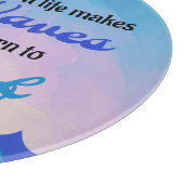 Surfboard Ocean Waves Blue Motivierend Zitat Schneidebrett (Ecke)