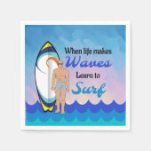 Surfboard Ocean Waves Blue Motivierend Zitat Serviette (Vorderseite)