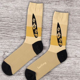 Surfboard-Silhouette auf Ocean Beach Sand Socken