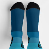 Surfboard-Silhouette in Ocean Waves Blue Socken (Oben)