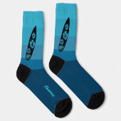 Surfboard-Silhouette in Ocean Waves Blue Socken (Rechts)