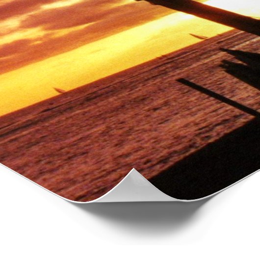 Surfboard Sunset Poster (Ecke)