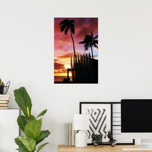Surfboard Sunset Poster (Heimbüro)