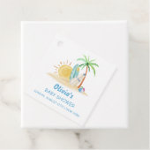 Surfboard Sunshine Beach Palm Tree Baby Dusche Geschenkanhänger (Beispiel)