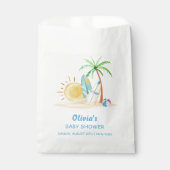 Surfboard Sunshine Beach Palm Tree Baby Dusche Geschenktütchen (Vorderseite)