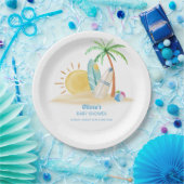 Surfboard Sunshine Beach Palm Tree Baby Dusche Pappteller (Party)