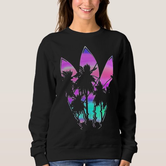 Surfboard Surfer Vaporwave Surfboarder Synthwave S Sweatshirt (Vorderseite)
