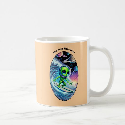 Surfboard Surfspace Alien Riding a Wave URM Kaffeetasse (Rechts)