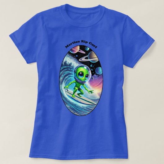 Surfboard Surfspace Alien Riding a Wave URM T-Shirt (Design vorne)