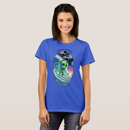 Surfboard Surfspace Alien Riding a Wave URM T-Shirt (Vorne ganz)