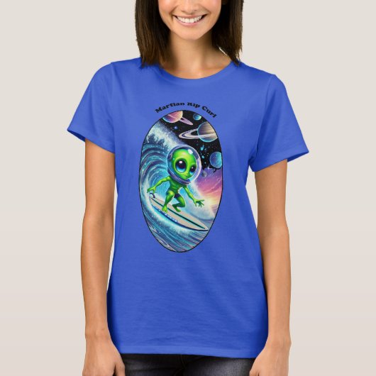 Surfboard Surfspace Alien Riding a Wave URM T-Shirt (Vorderseite)