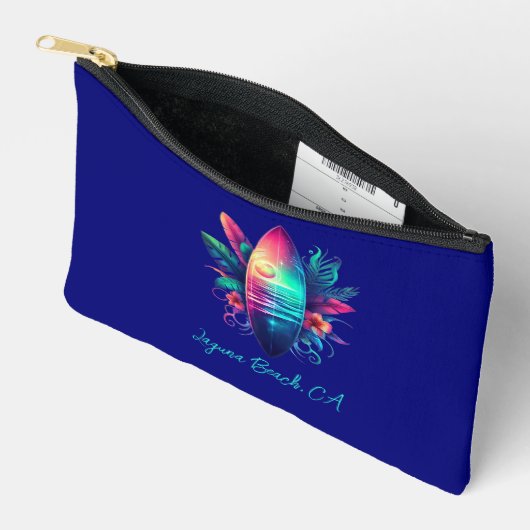 Surfboard Tropical Beach Zippered Pouch Zubehörtasche (Offen)
