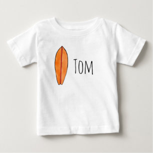 Surfboard Wasserfarbe mit individuellem Namen Baby T-shirt