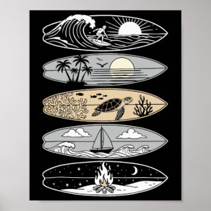 Surfboarder Hawaii-Welle Surfen Ozean Surfer Poster