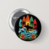 Surfboarder Hawaii Welle Surfen Strand Surfer Lieb Button (Vorne & Hinten)