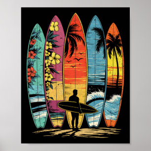 Surfboarder Hawaii-Welle-Surfliebhaber-Strand-Surf Poster