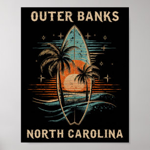 Surfboarder Outer Nks North Carolina Surfbrett Su Poster