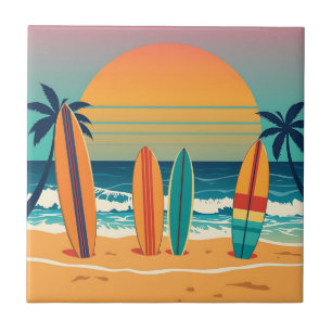 Surfboards an einem tropischen Strand Fliese