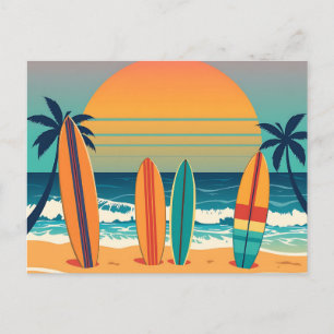 Surfboards an einem tropischen Strand Postkarte