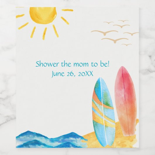 Surfboards auf Sand Weinetikett (Einzelnes Label)