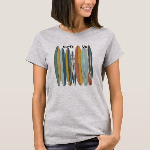 Surfboards In A Row Frauen Und Teenager Surf's Up T-Shirt