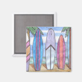 SURFBOARDS Magnet (quadratisch) (Vorderseite/Rückseite)