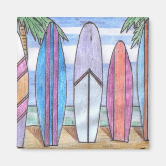 SURFBOARDS Magnet (quadratisch) (Vorne)