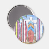 SURFBOARDS-Magnet (rund) Magnet (Vorderseite/Rückseite)