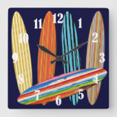 Surfboards Quadratische Wanduhr (Vorderseite)