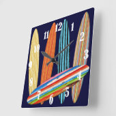 Surfboards Quadratische Wanduhr (Winkel)