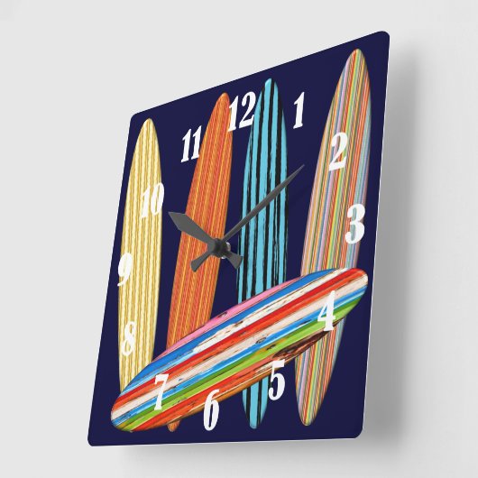 Surfboards Quadratische Wanduhr (Winkel)